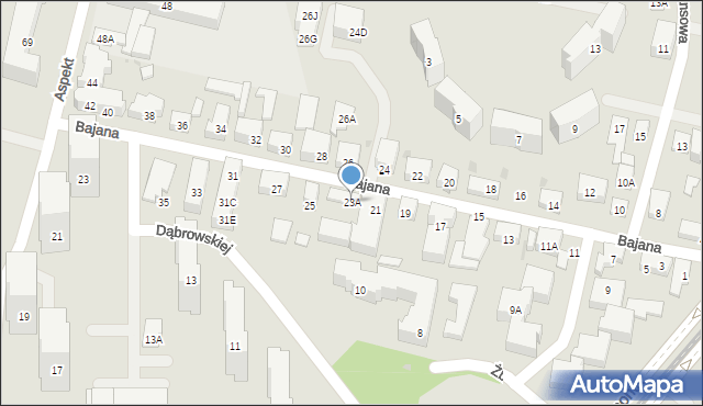 Warszawa, Bajana Jerzego, 23A, mapa Warszawy