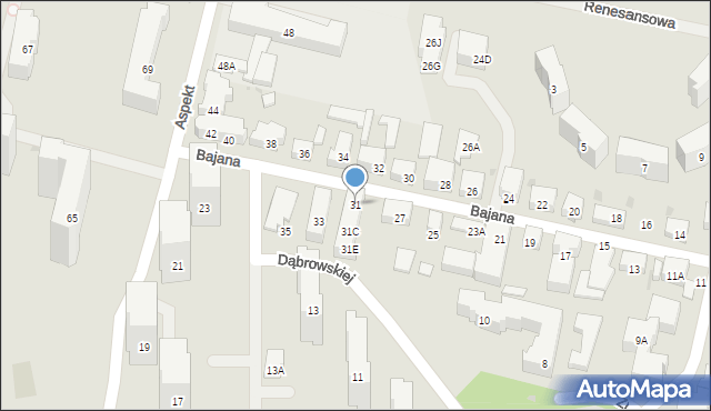 Warszawa, Bajana Jerzego, 31, mapa Warszawy