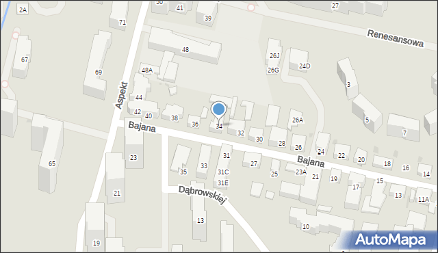 Warszawa, Bajana Jerzego, 34, mapa Warszawy