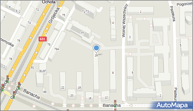 Warszawa, Banacha Stefana, 14, mapa Warszawy