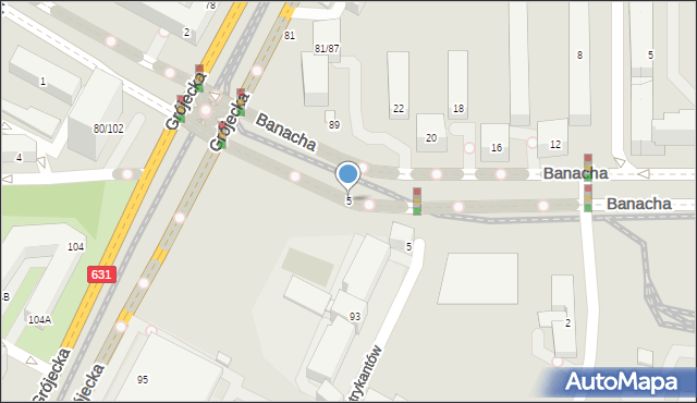 Warszawa, Banacha Stefana, 5, mapa Warszawy