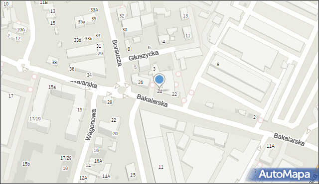 Warszawa, Bakalarska, 24, mapa Warszawy