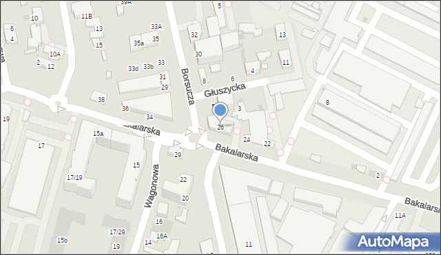 Warszawa, Bakalarska, 26, mapa Warszawy