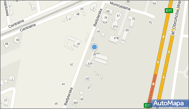 Warszawa, Badylarska, 43, mapa Warszawy