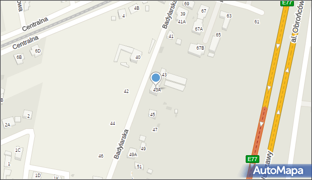 Warszawa, Badylarska, 43A, mapa Warszawy