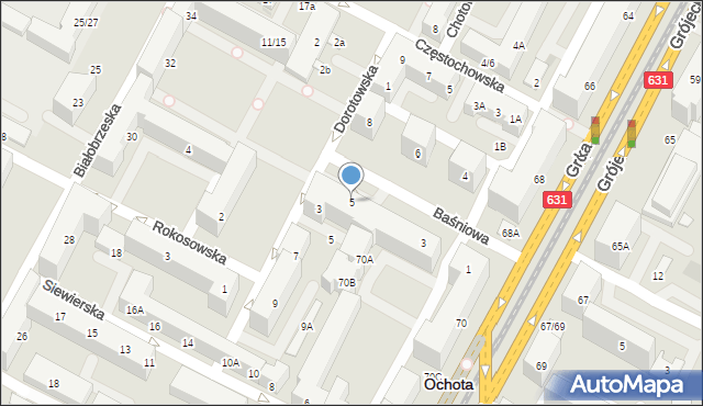 Warszawa, Baśniowa, 5, mapa Warszawy