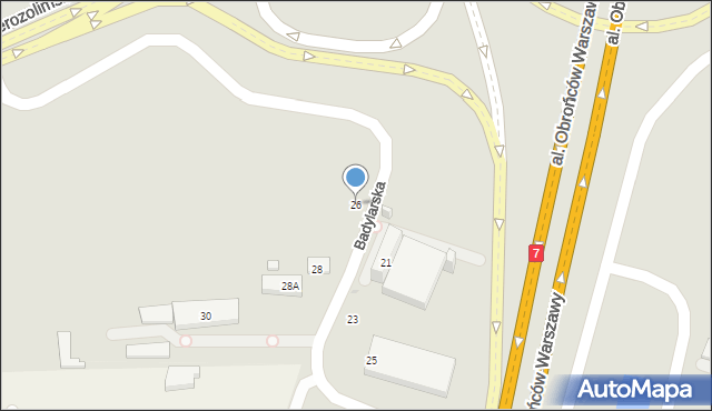 Warszawa, Badylarska, 26, mapa Warszawy