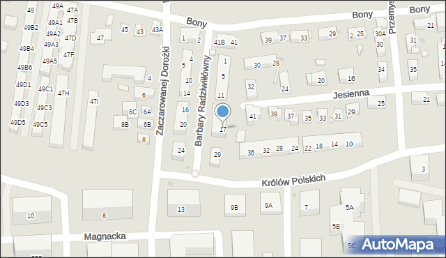 Warszawa, Barbary Radziwiłłówny, 17, mapa Warszawy