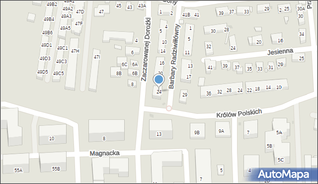 Warszawa, Barbary Radziwiłłówny, 24, mapa Warszawy