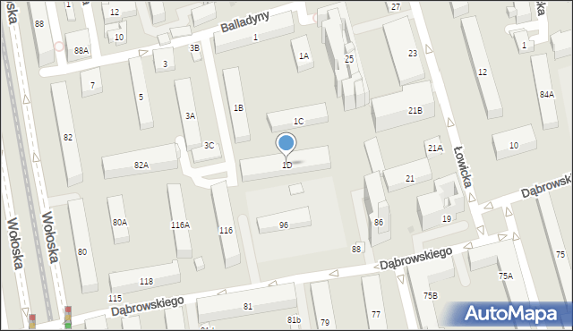 Warszawa, Balladyny, 1D, mapa Warszawy