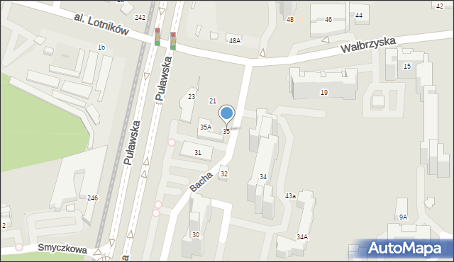 Warszawa, Bacha Jana Sebastiana, 35, mapa Warszawy