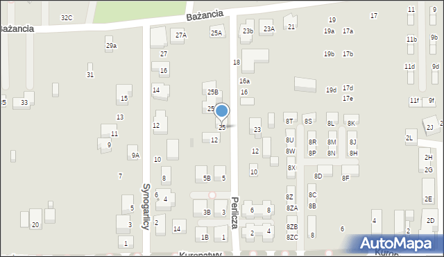 Warszawa, Bażancia, 25, mapa Warszawy