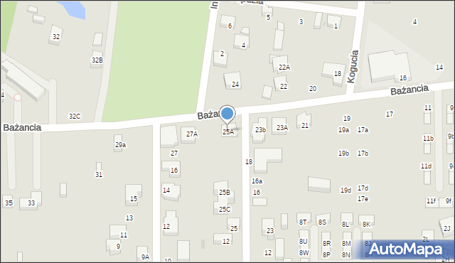 Warszawa, Bażancia, 25A, mapa Warszawy