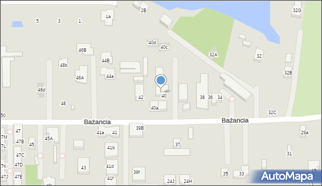 Warszawa, Bażancia, 40b, mapa Warszawy