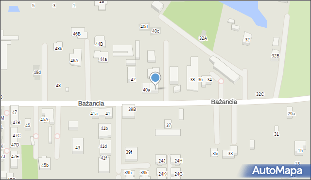 Warszawa, Bażancia, 40e, mapa Warszawy