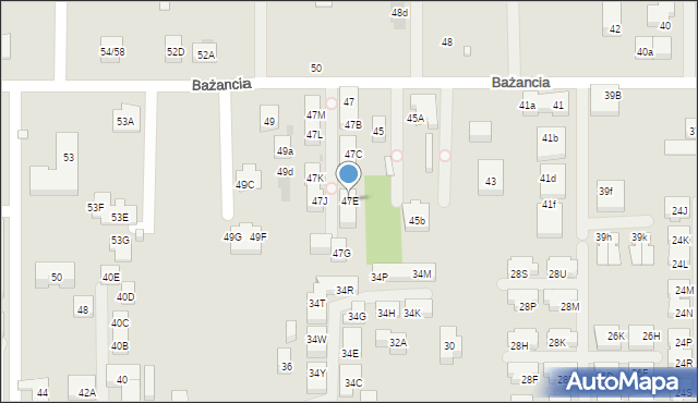 Warszawa, Bażancia, 47E, mapa Warszawy