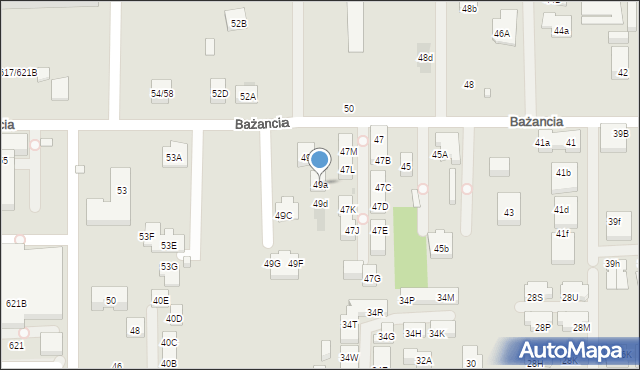 Warszawa, Bażancia, 49a, mapa Warszawy