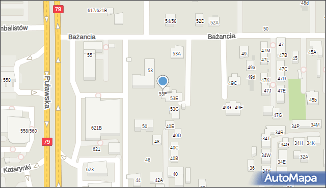 Warszawa, Bażancia, 53F, mapa Warszawy