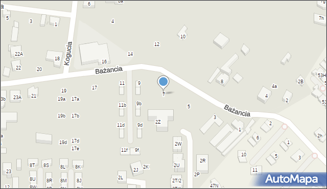 Warszawa, Bażancia, 7, mapa Warszawy