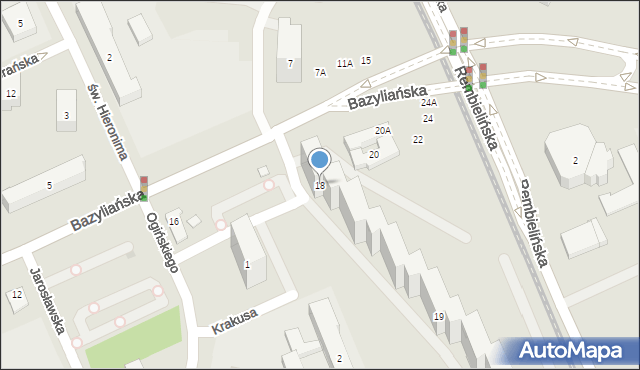 Warszawa, Bazyliańska, 18, mapa Warszawy