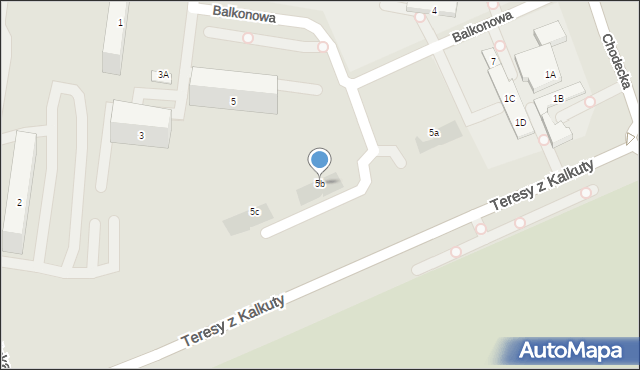 Warszawa, Balkonowa, 5b, mapa Warszawy