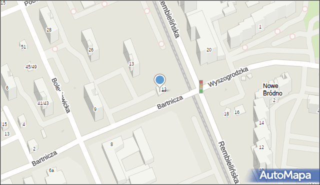 Warszawa, Bartnicza, 13A, mapa Warszawy