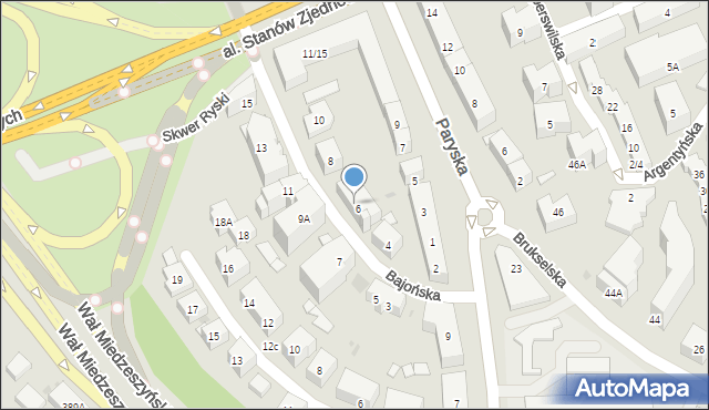 Warszawa, Bajońska, 6B, mapa Warszawy