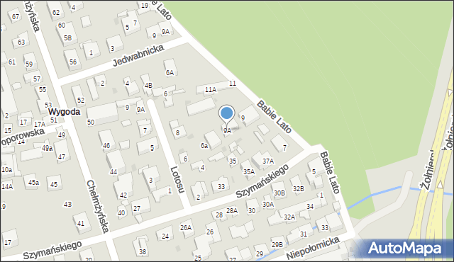 Warszawa, Babie Lato, 9A, mapa Warszawy