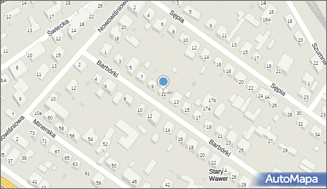 Warszawa, Barbórki, 11, mapa Warszawy
