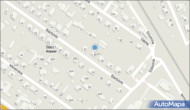 Warszawa, Barbórki, 33, mapa Warszawy