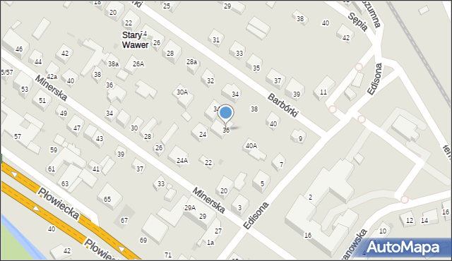Warszawa, Barbórki, 36, mapa Warszawy