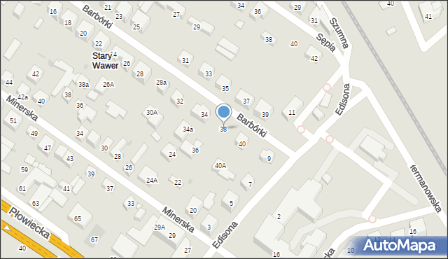 Warszawa, Barbórki, 38, mapa Warszawy
