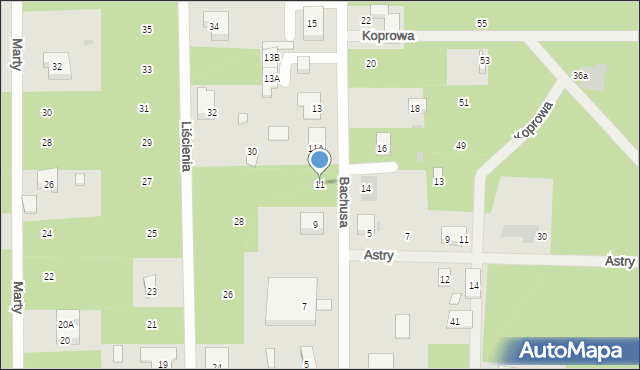 Warszawa, Bachusa, 11, mapa Warszawy