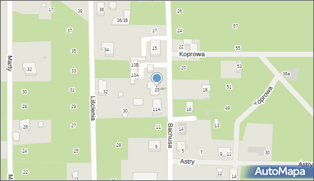 Warszawa, Bachusa, 13, mapa Warszawy