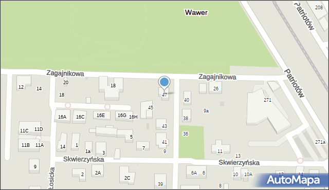 Warszawa, Bajkowa, 47, mapa Warszawy