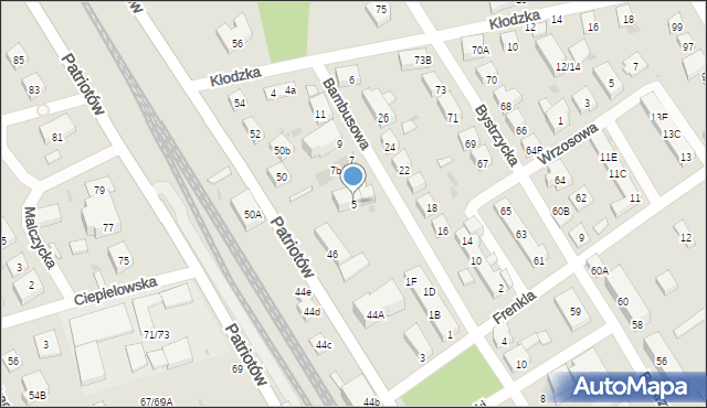 Warszawa, Bambusowa, 5, mapa Warszawy