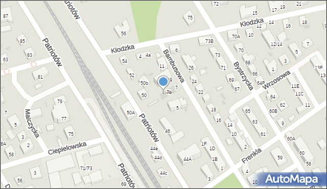 Warszawa, Bambusowa, 7c, mapa Warszawy