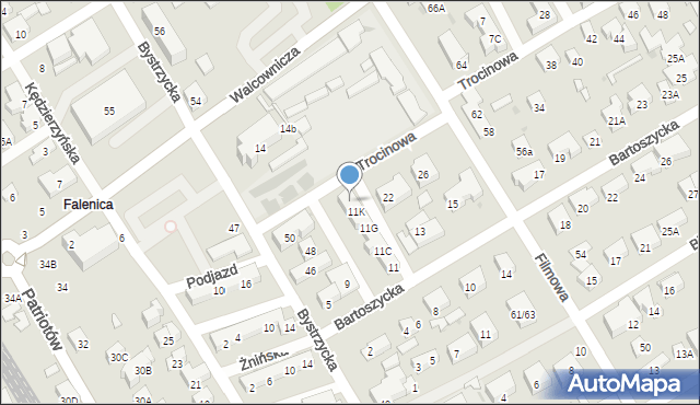 Warszawa, Bartoszycka, 11M, mapa Warszawy