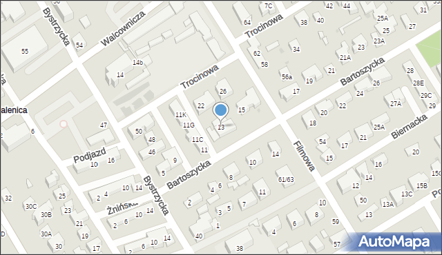 Warszawa, Bartoszycka, 13, mapa Warszawy