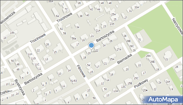 Warszawa, Bartoszycka, 20A, mapa Warszawy