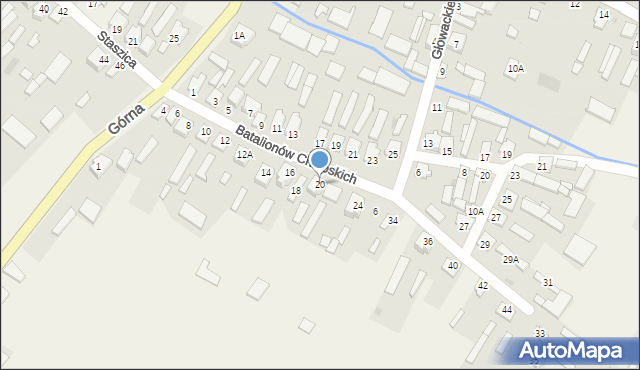 Wierzbica, Batalionów Chłopskich, 20, mapa Wierzbica