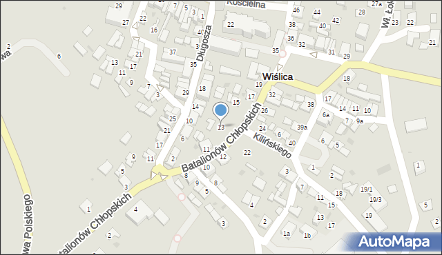 Wiślica, Batalionów Chłopskich, 13, mapa Wiślica