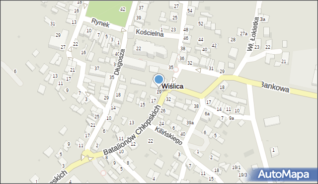 Wiślica, Batalionów Chłopskich, 19, mapa Wiślica