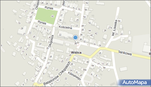 Wiślica, Batalionów Chłopskich, 35, mapa Wiślica