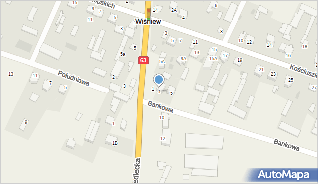 Wiśniew, Bankowa, 3, mapa Wiśniew