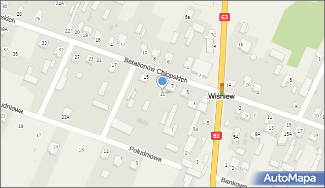 Wiśniew, Batalionów Chłopskich, 11, mapa Wiśniew