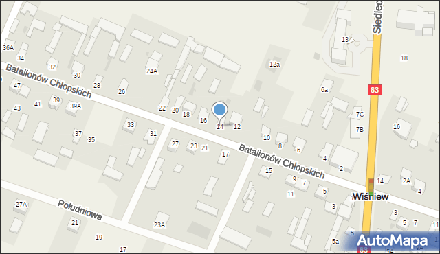 Wiśniew, Batalionów Chłopskich, 14, mapa Wiśniew