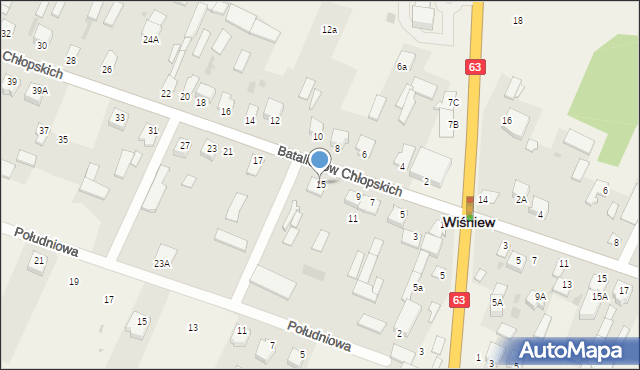 Wiśniew, Batalionów Chłopskich, 15, mapa Wiśniew