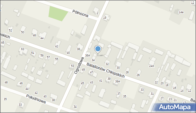 Wiśniew, Batalionów Chłopskich, 34a, mapa Wiśniew