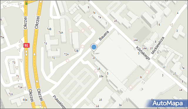 Włocławek, Bauera Ludwika, 1, mapa Włocławka